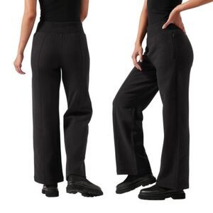 Athleta Retroplush Velvet Straight Leg Pant Black Size SMALL Athleisure Casual